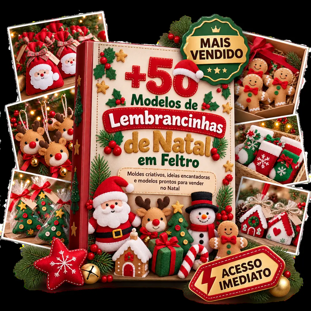 Plano Completo — +50 Moldes de Lembrancinhas Natalinas em Feltro para Produzir e Vender
